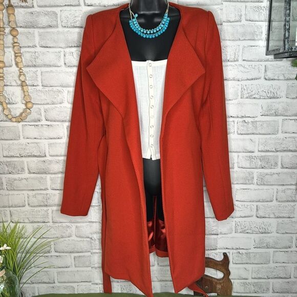 The Limited Burnt Orange Knit Long Jacket Coat Size Small - Picture 5 of 9